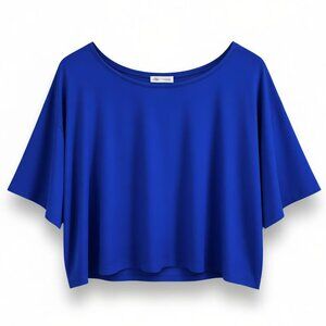 Silence + Noise Royal Blue Scoop Neck Knit Top 3/4 Sleeve Loose L New
